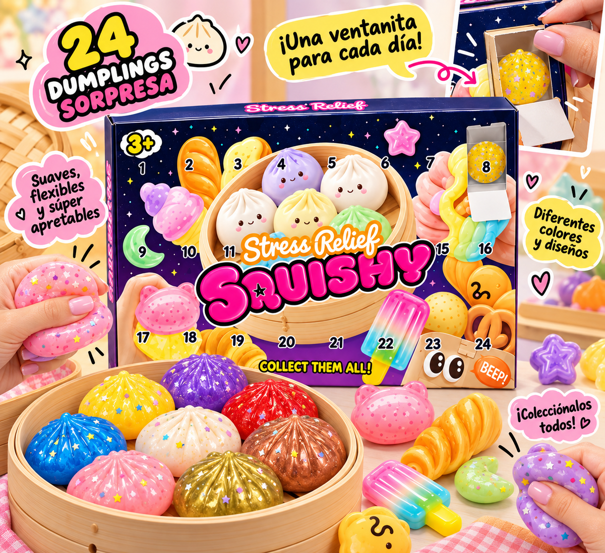 Calendario de Adviento Dumplings Squishy – 24 Sorpresas 🥟🎄